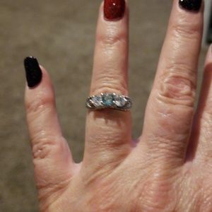 24 hr saleBlue and white topaz in silverplate ring